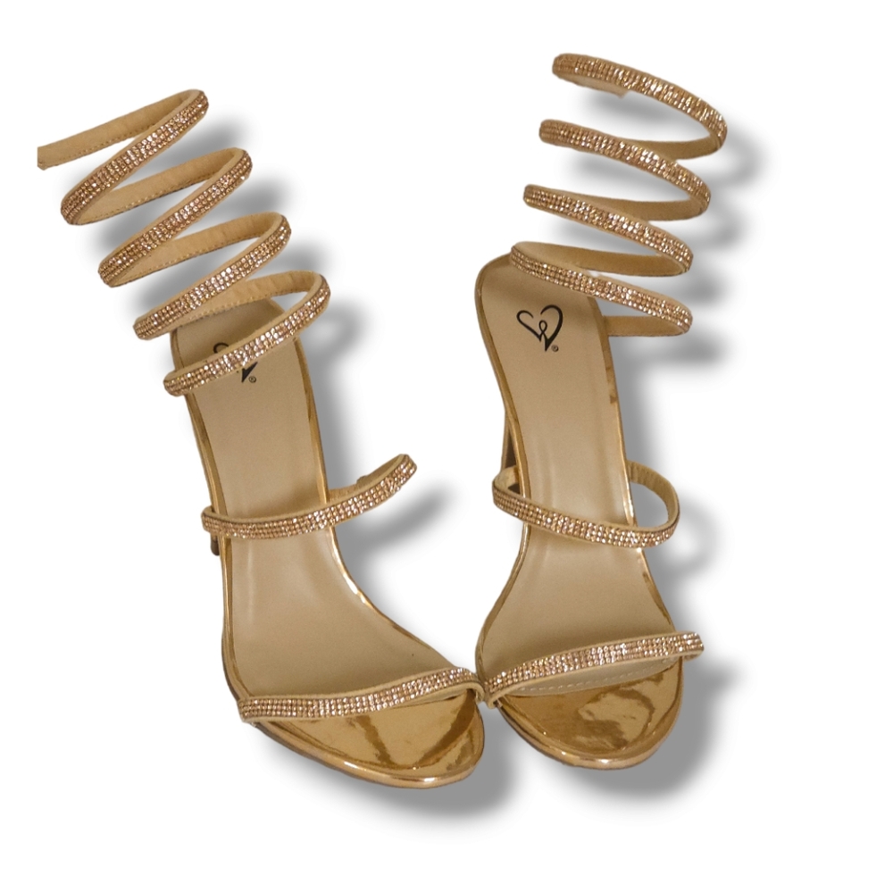 Windsor Rose Gold Fancy Spiral Opened Toe Spiral Heels Size 7